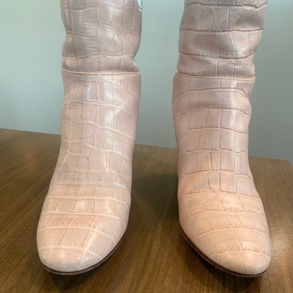 Sophia Webster Pink Croc-Embossed Knee-High Boots - Picture 6 of 10